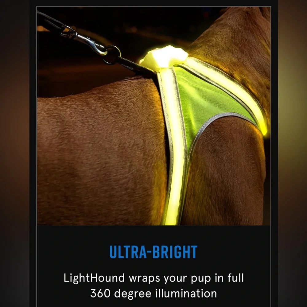 Noxgear Lighthound Reflective Dog Harness, Rechargeable LED, Medium (20-40 lbs)